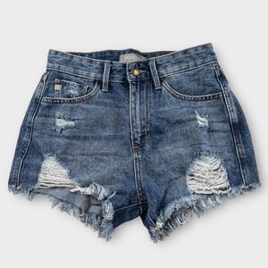 High Rise Distressed Denim Shorts Cut Off Jean Shorts Small